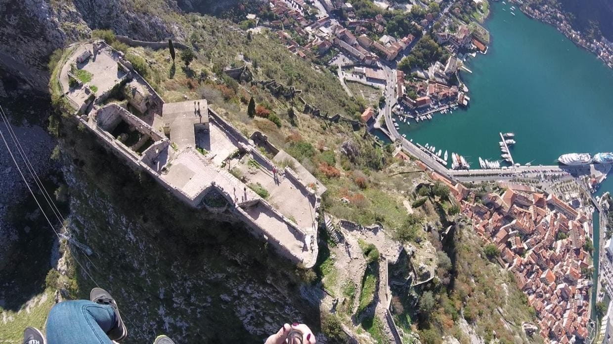 kotor paragliding montenegro fortress